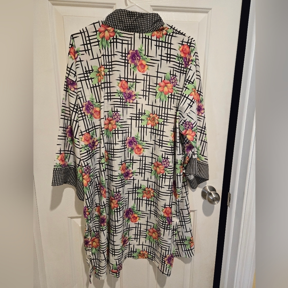 Vintage Victoria's Secret Gold Label Kimono Robe OS Floral & Gingham Cottage - Picture 2 of 6